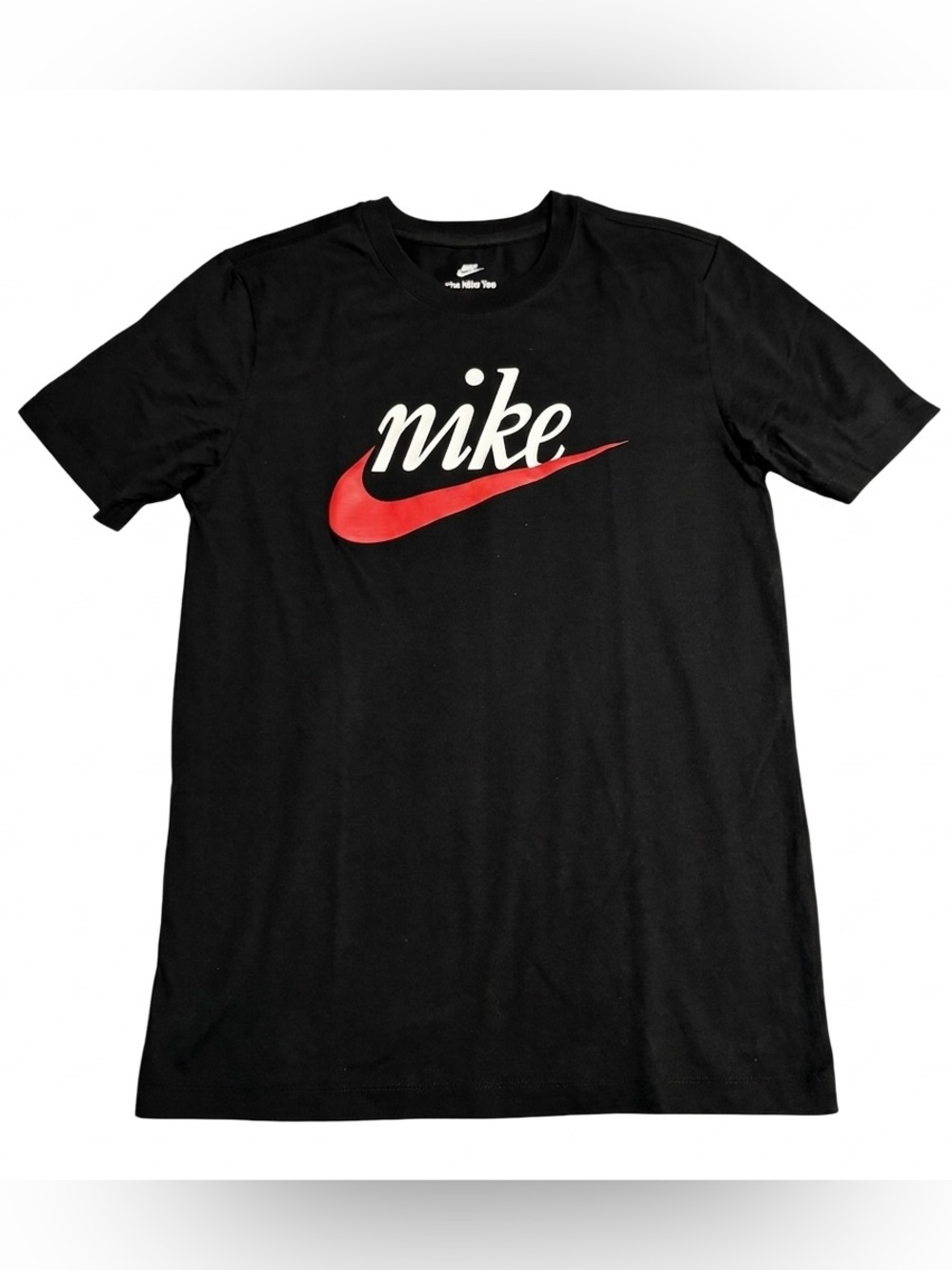 Nike Men’s Black Short Sleeve Tee with Red Swoosh